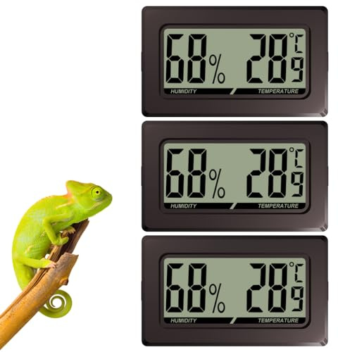 2 STK/3 STK Digital Thermometer Hygrometer für Reptile Terrarium, Rechteckige Form mit Druckknöpfen An Der Seite für Terrarium Reptilien Terrarien