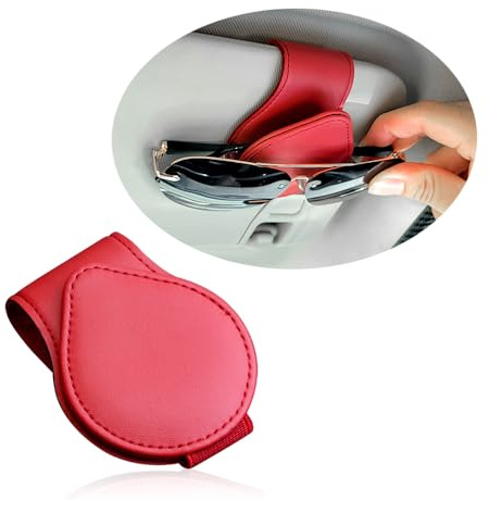 GTLM Porte Lunettes pour Voiture Magnétique,Support Lunettes pour Voiture en Cuir PU Organise Les Cartes-Cartes de Billets de Lunettes,Gadget Voiture Interieur Accessoires Voiture (Rouge)
