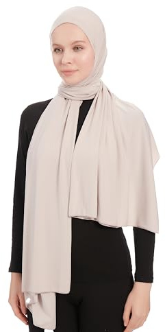 Hijab Kopftuch Damen Muslimisch - Hellgrau Jersey Hijab Kopftuch Für Damen - Dehnbar Moderne Islamische Hidzab Kopftücher Schal - Hidzab Kopftücher 70x180 cm - Hellgrau