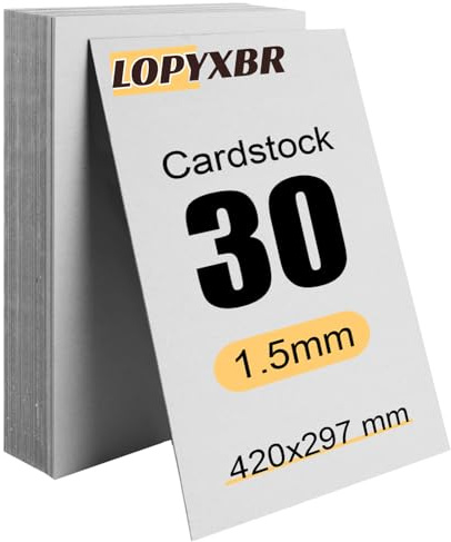 LOPYXBR 30 Blatt Graupappe A3, Buchbinderpappe 1,5 mm, Bastelkarton DIN A3 42 x 29,7 cm, Graukarton für Buchbinden, Basteln, Modellbau, Kalender, Verpackungskarten, Bastelkarton