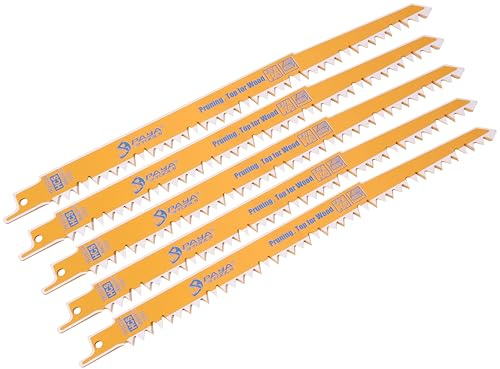 PAYA Säbelsägeblätter Sägeblatt Holz 5 Stk Säbelsägeblätter Set E-cut Zubehör aus HCS zum Schneiden von grobes Holz, nagelfrei Grünholzschnitt Brennholz PYR1021L