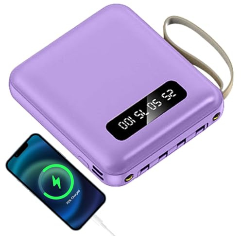 Power Bank Portatile Da 5000 MAh - Banco Di Ricarica Con Display Digitale Ultra Sottile, Caricabatterie Per Telefono Compatto E Leggero | Viaggi Di Lavoro, Batteria Portatile Per Smartphone Per Comodi