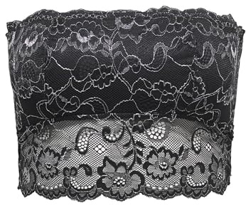 Onlchloe Lace Glitter Bandeau Top Acc, svart, L