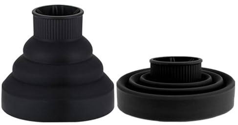 Silicone Diffuser for Dryer, Quick Drying Collapsible Attachment for Curls & Straight Hair. Lightweight, Portable Design for Travel. Black Color.