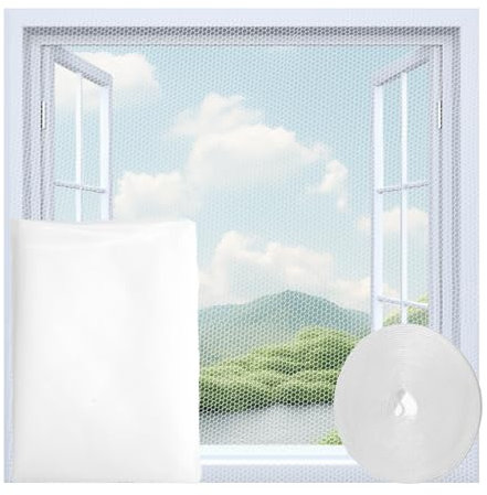 Zanzariera finestra - Zanzariere - Zanzariera,1.5 * 2m, Zanzariera per finestre senza perforazione,Protezione contro gli insetti per finestre in soggiorni,Balconi e terrazze (Bianco)