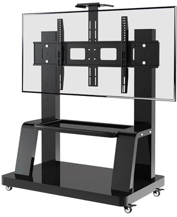 Support TV Mobile, Armoire TV Portable avec Roues, supporte 500 Livres, adapté aux téléviseurs à écran Plat 32-75 Pouces LCD LED OLED, Chariot TV avec Plateau, Roues de Verrouillage