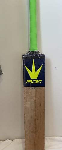 Mids Sports Tape Ball Cricketschläger, Cocunut-Holz mit grünem Griff, Indoor und Tennis Cricket
