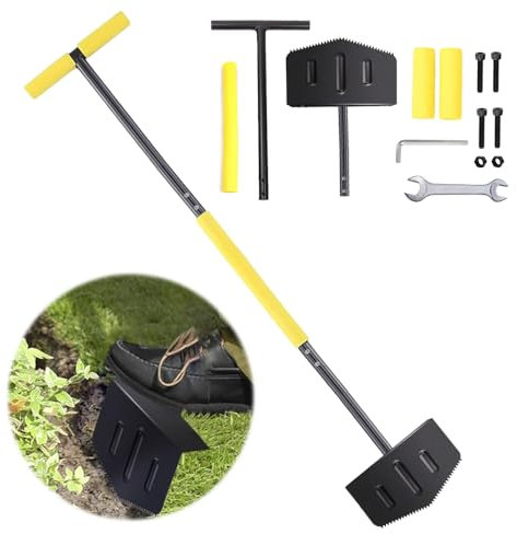 Tagliabordi per Prato Manuale,Taglia Bordi Prato,Base a Forma di V con Denti Seghettati,Taglia Bordi Giardino con Pedal,Tagliabordi Manuale para Trabajar Más Fácilmente en El Jardín y El Césped