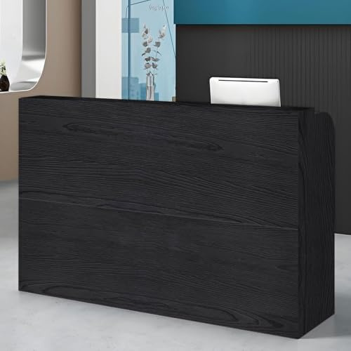 LINLIUA Empfangstheke Rezeption Klein Kosmetikstudio, Rezeptionstheke Modern Holz mit Ablage für Büro und Empfang, Platz Sparen, Einfach zu Montieren, für Büro Hotel Schwarz 100 * 50 * 110cm