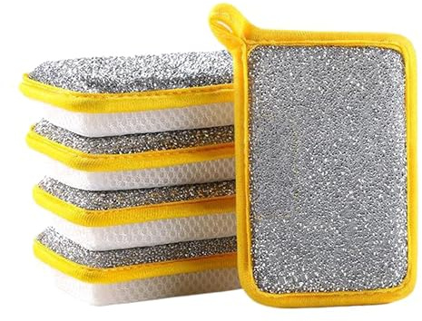 CSGHMM 5 Pcs Washing Up Sponges - Dishcloths for Washing up Dual-Sided Dishwashing Sponge for Kitchen, Non-Scratch Scrub Sponge for Pans, Biodegradable Kitchen Sponges, Heavy Duty & Reusable