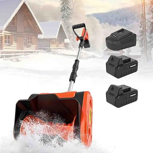 Pala da neve elettrica, spazzaneve senza fili da 20 V, 1200 W con 2 batterie, manico girevole, larghezza di 32 cm, profondità di pulizia 16 cm, distanza di lancio 8 m per la rimozione della neve