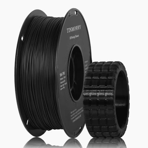 TINMORRY TPU Filament 1.75 mm, TPU 95A Flexibles 3D Drucker Filament mit glänzender Oberfläche, Geeignet für die meisten FDM-3D-Drucker, 1kg Spule (2.2 lbs), Schwarz