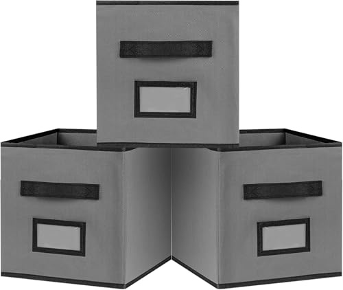 Cube Storage Boxes | 25 x 25 x 25cm Storage Cubes with Name Card Holder (3)