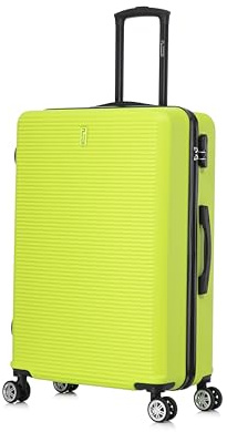 CELIMS - Großer Reisekoffer Neon Gelb, Hartschale mit 4 Rollen, leicht, Aufgabegepäck 23 kg, 75 cm | Integriertes Schloss | ABS | Großer Koffer mit 4 Rollen 75 cm | Koffer Neon Gelb