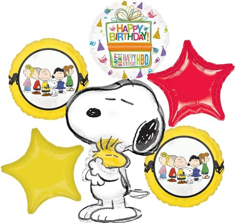 Anagram Snoopy Birthday Party Supplies Peanuts 6pc Balloon Bouquet Decorations