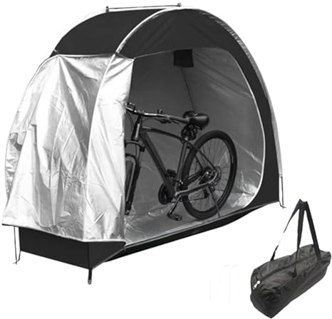 Cobertizo para bicicletas 76.8x64.2x31.5in Tienda de bicicleta Rain & UV Protection cubierta con ventana y bolsillo interno Asamblea fácil de almacenamiento al aire libre Patio de almacenamiento