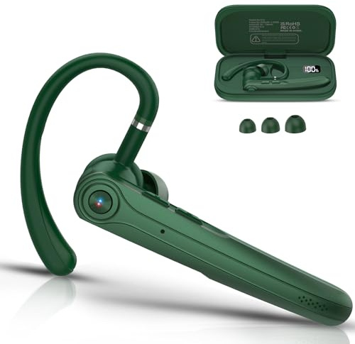 Bluetooth Headset V5.4 Wireless Freisprech Telefon mit CVC 8.0 und ENC Dual Mikrofon, Bluetooth Ohrhörer kabellos mit 25h Sprechzeit, 120h Standby Headset Handy für Autofahren Büro Business, Grün