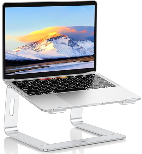 Auvo Laptop Stand, ALS01 Aluminum Laptop Holder Stand for Desk, Compatible with MacBook Air/Pro, Dell, HP, Lenovo and more 10-15.6 inch Laptops, Silver
