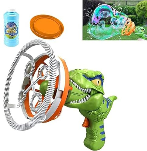 Dinosaur Bubble Gun Blower Toy,Dinosaurier Seifenblasenpistole,Elektrischer Seifenblasenmacher – Blase in Blase,Automatischer Seifenblasenmaschine mit Seifenblasenlösung für Garten Draußen (Grün)