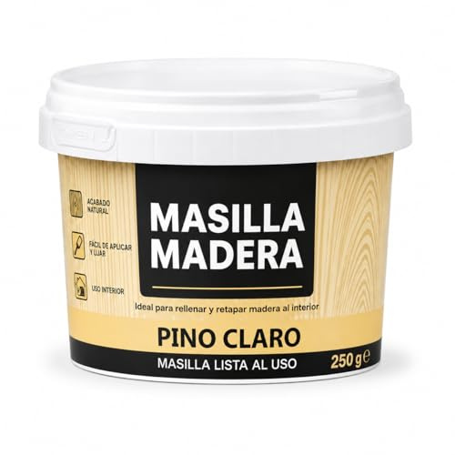 LIVÉ Masilla Madera Pino Claro 250 g, Masilla Reparadora para Madera Lista al Uso, Rellenadora de Agujeros, Grietas, Poros y Desperfectos, Reforzada con Fibra, Color Pino Claro