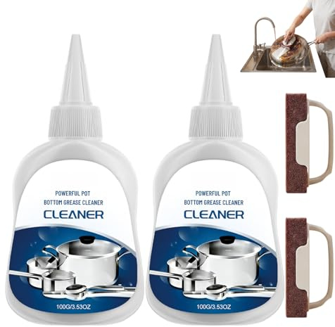 Potente limpiador de grasa inferior de olla, limpiador y pulido de ollas y sartenes de acero inoxidable, limpieza de fondo de olla negra, juego de limpiadores de ollas de acero inoxidable (2 Set)
