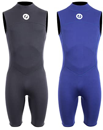 Two Bare Feet Mens Thunderclap 2.5mm Sleeveless Summer Shorty Neoprene Wetsuit for Swimming, Surfing and Watersports (X-Large, Black)