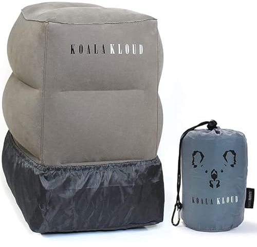 Koala Kloud Travel Foot Rest - Grey Standard Inflatable Foot Rest Pillow, Car Seat, Airplane Bed for Toddler Travel Essentials Kids Accessories