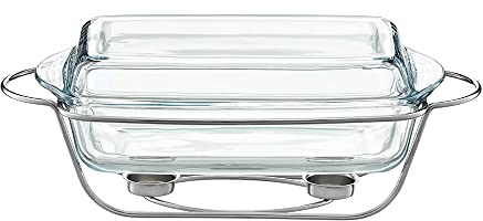 AMBITION Speisewärmer 3,9 L Wärmebehälter für Speisen Stövchen Auflaufform mit Deckel Edelstahl Gestell elegant