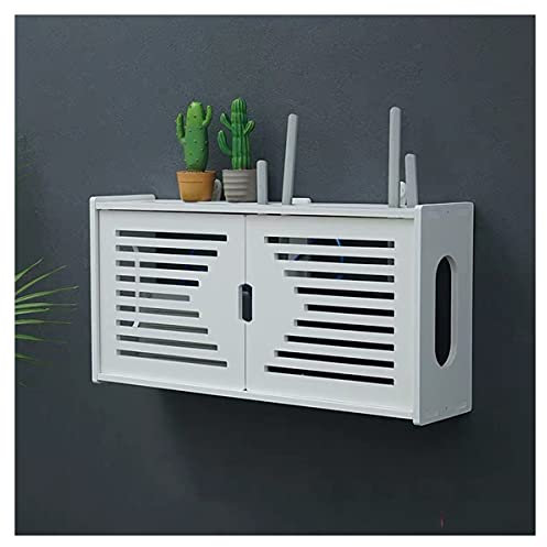 PPGE Home WiFi Router Aufbewahrungsbox Wand, Router Regal Weiß, Router Verstecken Box, Kabel Cable Organizer Box, Router Storage Box, WLAN Router Wandhalterung Box, Kabel Aufbewahrungs Box S