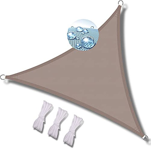 vele ombreggianti impermeabili triangolare 6x6x6 riso telo da sole campeggio tenda per esterno tenda da sole esterno balcone tendalino protezione solare adatto per esterni-Cachi