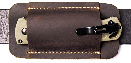 Topstache Leather Knife Sheath, Handmade Knife Holster, Horizontal Carry Leather Sheath for Belt, EDC Pocket Organizer for Men,Size S,Darkbrown