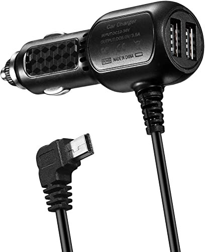 Kamikakushi Vehicle Charger Power Cord 12V Power Lead Compatible for NAVPAL, OHREX, Xgody, Aonerex, AWESAFE, Snooper GPS Navigation, USB Car Charger, 11FT/3.38M Cable, Black