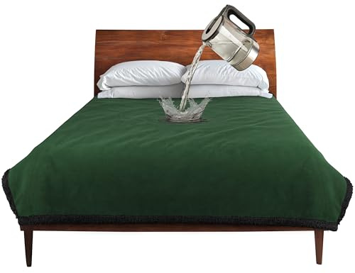 Catalonia Waterproof Bed Blanket, Washable Leakproof Bed Cover, Reversible Protector Blanket for Couch Sofa, Stain Proof Blanket Pad, 80X60 inches, Green
