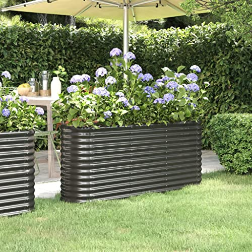 WIFESE Jardinière Acier Enduit de Poudre 152x40x68 Cm Anthracite Jardinière Exterieur Grande Taille Balcon Potager Bacs à Fleurs
