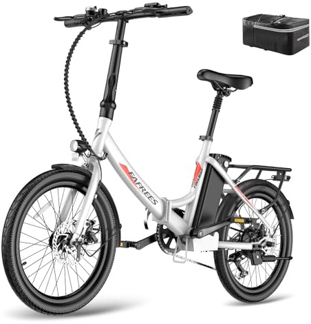 Fafrees F20 Lite, hopfällbar cykel, e-cykel, 20 tum, elcykel 36 V 16,75 Ah batteri, stadscykel, män, kvinnor, 250 W, 25 km/h, räckvidd upp till 65–130 km e-cykel, vit