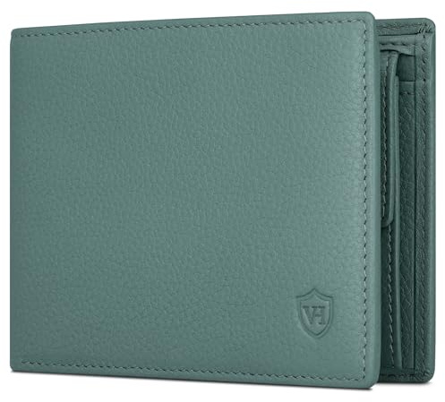 VON HEESEN Leder Geldbörse RFID Schutz I Echtleder Geldbeutel für Damen & Herren I Portemonnaie Brieftasche Wallet Portmonee (Türkis)