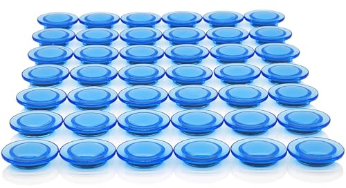 PYJLBX Fridge Magnets, 42 Pcs Strong Small Round Clear Blue for Whiteboard
