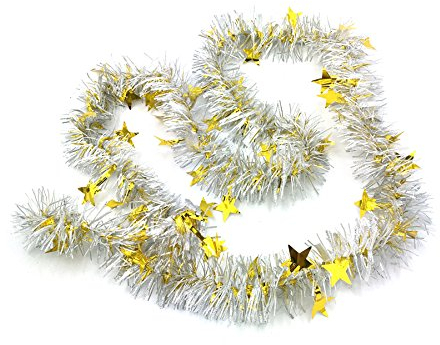 Weihnachtsbaum Girlande, 6 PCS Weihnachtsbaum Lametta Girlande Flauschigen Weihnachtsdeko Weihnachtsband Hängende Dekoration Glänzend Weihnachtsbaum Ornamente Weihnachtsgirlanden Baumschmuck-Gold