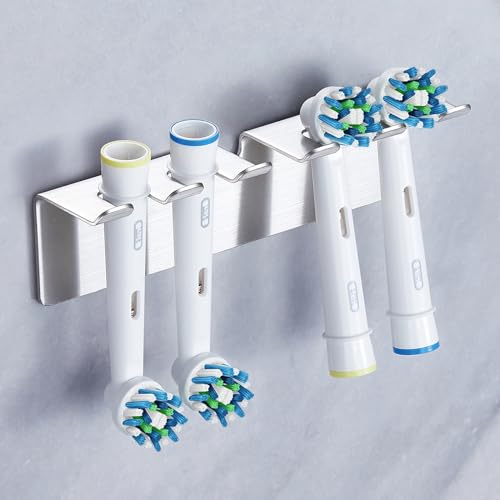 YYBO Aufsteckbürsten Halter, Elektrische Zahnbürste Halterung, Zahnbürstenhalter Wand Ohne Bohren, Zahnbürstenkopf Halter, Halterung Zahnbürstenköpfe, Bürstenkopf-Halterung (Silber, Groß)