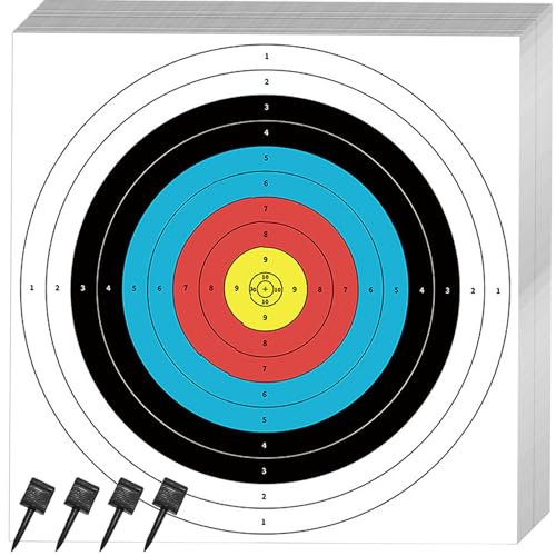 SenseYo Bogenschießen-Ziele, Papier, 30 Stück, Bogenpfeil-Schießziele für die Jagd & Standard-Bogenschießen, Zielübungszubehör (10 Ringe, 40,6 x 40,6 cm)
