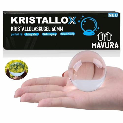 KRISTALLOX Kristallglaskugel Fotografie Deko Glaskugel Kristallkugel (Lensball Kristallball Feng Shui Glas Kugel), Fotokugel Wahrsagerkugel Meditation Dekoration Acrylic Pouring 60mm