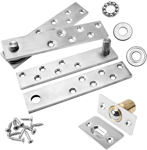 TamBee Hidden Door Hinge Pivot Door Hinge Hardware Heavy Duty Secret Door Hinges Hidden Bookcase Hinges Stainless Steel Invisible Hinge Hardware with Door Ball Catch