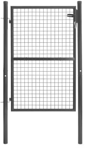 IDMarket - Cancelletto da giardino 105 x 125 cm in acciaio grigio antracite con serratura e maniglia