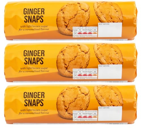 3 x 250g Ginger Snaps, Traditional Biscuits with Light Brown Sugar for a Caramelised Flavour, Baked in The UK (750g)