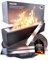 Firell Cheminée de table au bioéthanol en béton – Feu de table à l'éthanol d'extérieur 36 x 10 x 8 cm – Cheminée avec [3h] – Flamme réglable – 4,2 kg – Cheminée de table sûre pour jardin, balcon,