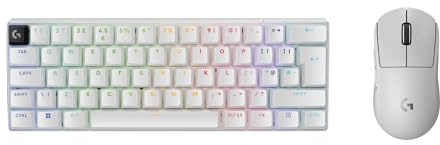 Logitech G PRO X 60 Lightspeed Wireless Gaming Keyboard, Ultra Compact TKL 60% Mechanical Keyboard for PC (QWERTY UK) + PRO X Superlight 2 Lightspeed Wireless Gaming Mouse - White