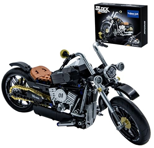 TAIKONLAB Set Di Costruzione In Mattoncini Vintage Per Moto, Kit Modello In Mattoncini Per Moto Pesanti Da Collezione, Regalo Per Bambini e Adulti (445 Pezzi)