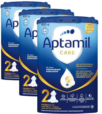 Aptamil Care 2 – Folgemilch nach dem 6. Monat, Mit Omega 3 & 6, DHA & ARA, Ohne Palmöl, Babynahrung, Milchpulver, 1x 800 g (Packung mit 3)