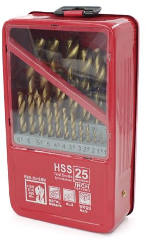 25 unids/set de brocas espirales para acero madera plástico metal cobre brocas HSS brocas con caja de almacenamiento