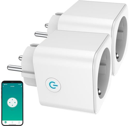 Luminea Home Control Messsteckdose: 2er-Set WLAN-Steckdose, Matter-zertifiziert, Energiekostenmesser, 16 A (Schaltbare Steckdose Apple, Alexa, Bedienungsanleitung)